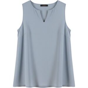Ecologie Women's Blue Linen Sleeveless V-Neck Tunic Top‎ Size Large Resortwear